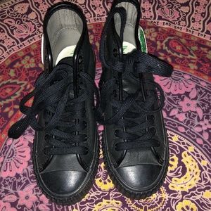 Women’s black faux leather PF flyers